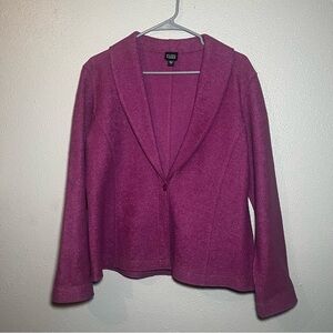 Eileen Fisher WOMENS M Boiled Wool One Button Unconstructed Jacket Purple Lilac